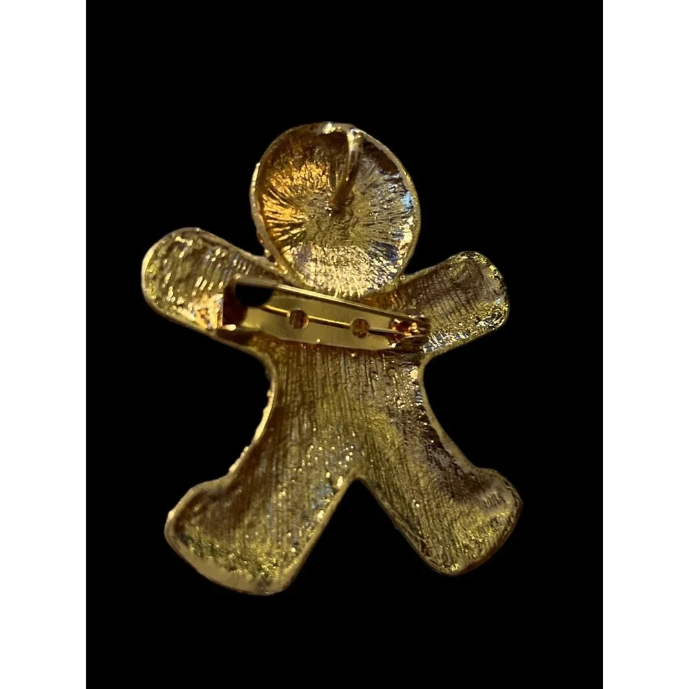 Gingerbread Man Brooch Necklace Pendant - Winter Fashion Statement Piece - Picture 6 of 7